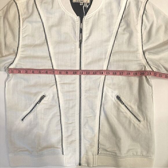 NWT Sandrine Rose x Free People Zip Bomber Jacket in Dust White Size M - Picture 10 of 11